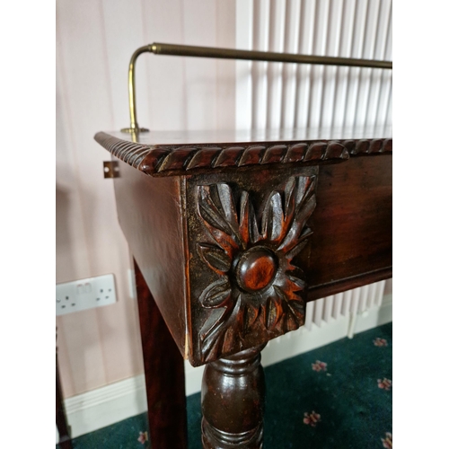 430 - Antique Georgian Mahogany Side Table with Brass Gallery, Brass Lion Ring Pull Handles and Lion Paw F... 