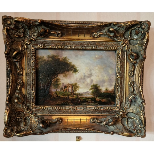 436 - Pair of Gilt Framed Oil on Boards 27cm wide x 23cm high