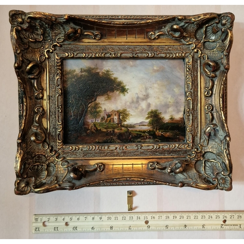 436 - Pair of Gilt Framed Oil on Boards 27cm wide x 23cm high