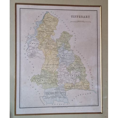 437 - Framed Map of Tipperary, of 1878 - Thomas Kelly, New York    H:40 x W:33cm