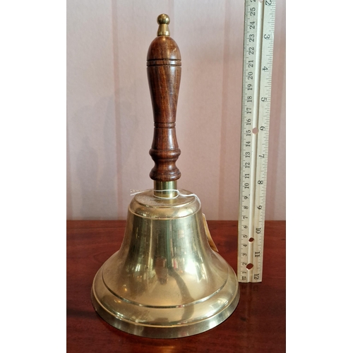 447 - Reproduction Brass School Bell, Height 26.5cm