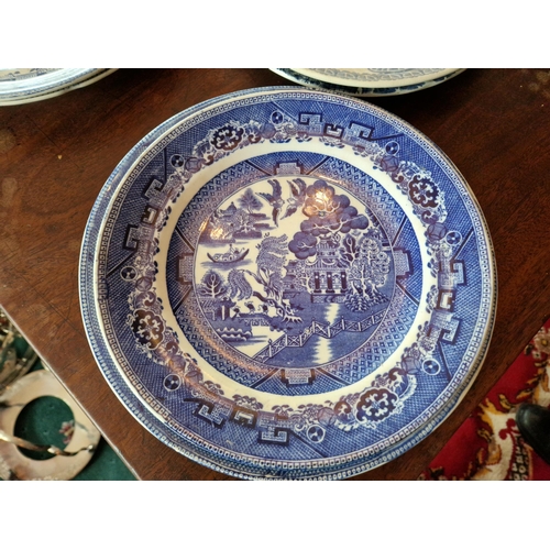 451 - Meat Dish and 8x Assorted Blue and White Plates