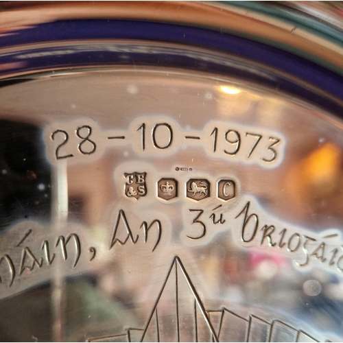 466 - Sean O'Treasaigh Silver Memorial Hall Commemorative Plate, Cooper Brothers & Sons Sheffield, 1970. D... 