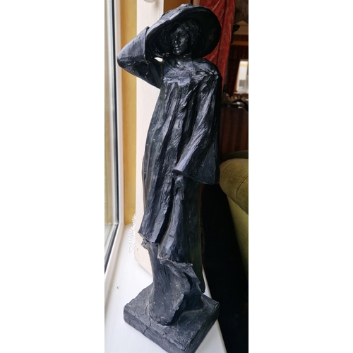 16 - Cast Metal Statue , H:55 x W:14 x D:14cm
