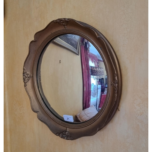 21 - Gilt Framed Convex Circular Mirror, Diameter 38cm