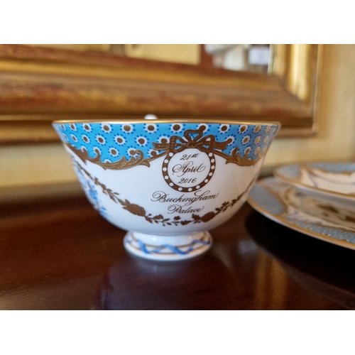 27 - Royal Collection Trust Fine Bone China Trio Cup and Saucer Set, Buckingham Palace 21st April 2016
