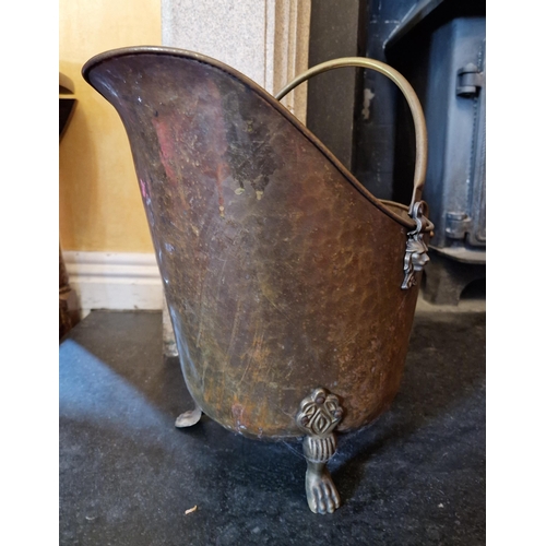 54 - Metal Coal Bucket with Porcelain Handle, H:31 x W:35cm