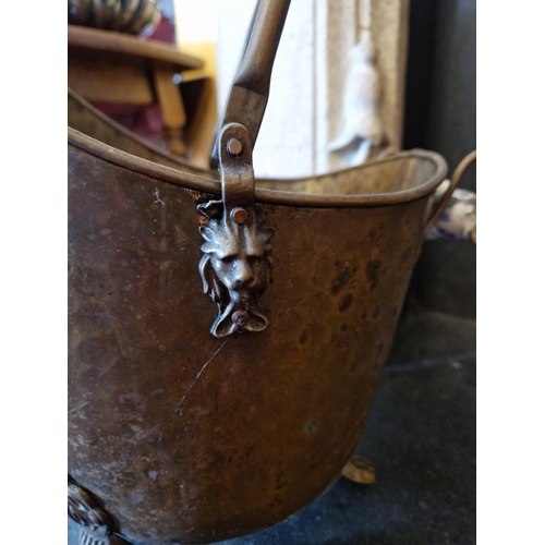 54 - Metal Coal Bucket with Porcelain Handle, H:31 x W:35cm