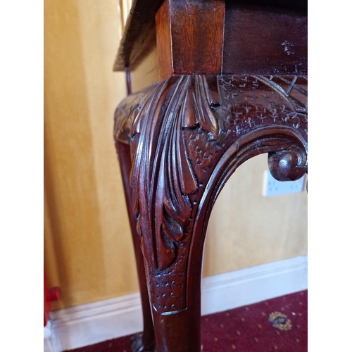 7 - Solid Mahogany Carved Hall Table with Fruit Basket Detail and Ball and Claw Feet, H:77 x W:94 x D:42... 