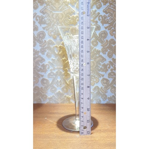 102 - Pair of (Boxed) Waterford Crystal Millennium Flutes on Wooden Stand, Height 23cm