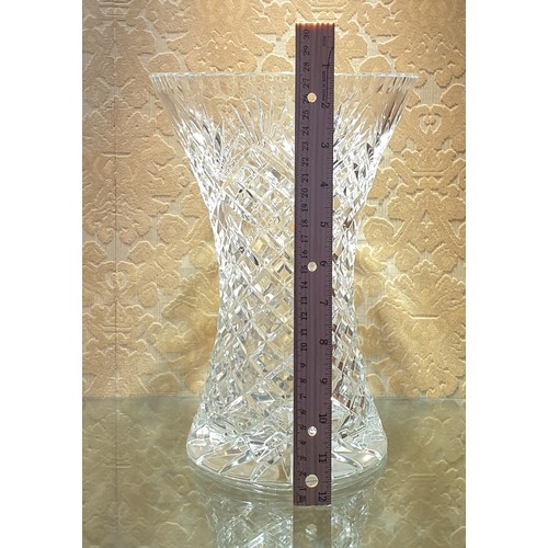 103 - Heavy Cut Crystal Vase, H:28cm x D:19cm