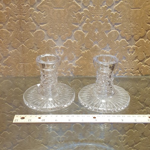 104 - Pair of Low Waterford Crystal Candlesticks, H:10 x D:11cm