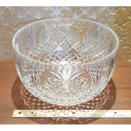 107 - Large Cut Glass Crystal Bowl, H:17 x D:28cm