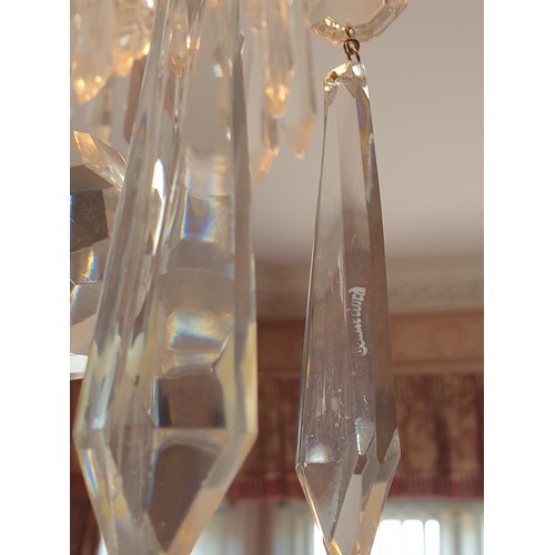 454 - Waterford Crystal Avoca Six Branch Chandelier, H:64 x D:85cm