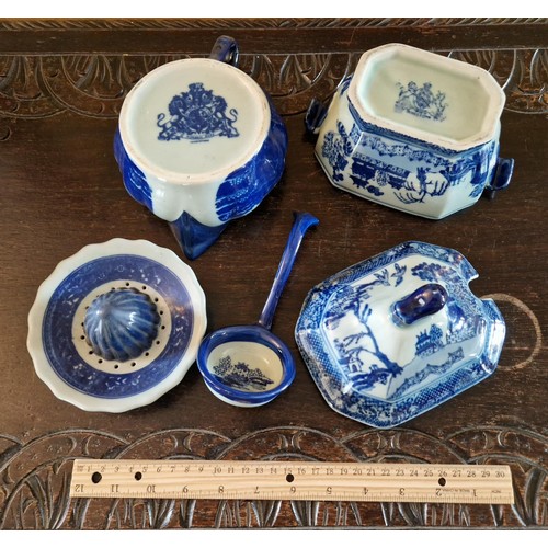 122 - Victoria Ware Ironstone Lemon Juicer (Diameter 21cm) and Small Ironstone Lidded Tureen with Ladle