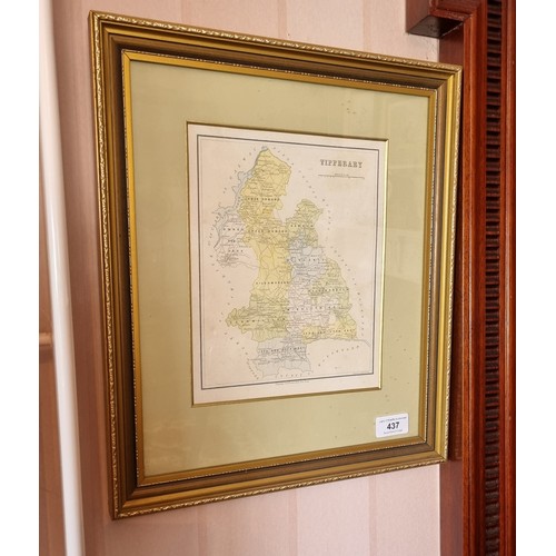 437 - Framed Map of Tipperary, of 1878 - Thomas Kelly, New York    H:40 x W:33cm