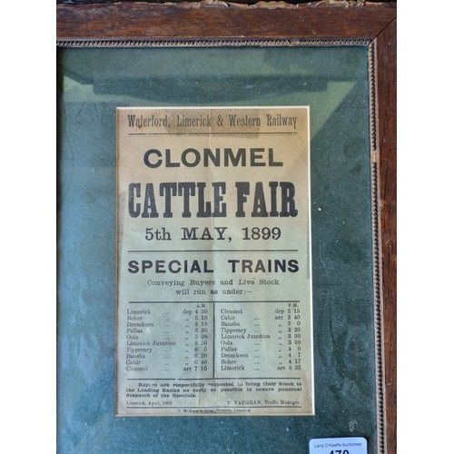 470 - Framed Picture of Clonmel Station, R. Lyndsay 1977 (H:32 x W:42cm) and Clonmel Cattle Fair Poster da... 