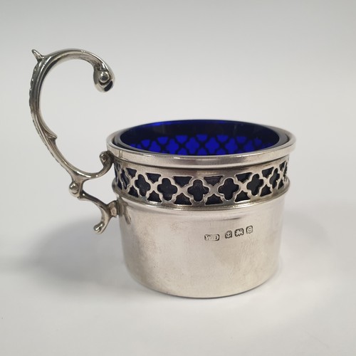 499 - Small Footed Silver Dish Birmingham, 1949 (weight 24g) and Silver Handled Dish (26g) with blue glass... 