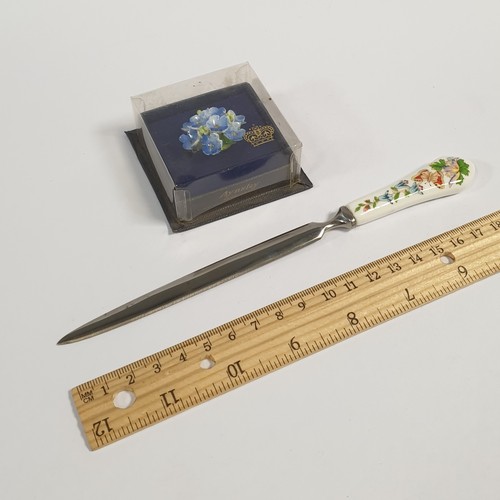 517 - Anysley Stainless Steel Letter Opener and Hand Modelled and Painted Anysley Brooch