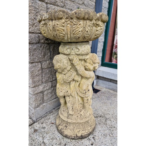 543 - Garden Planter with Cherub Decoration, H:96 x D:49cm