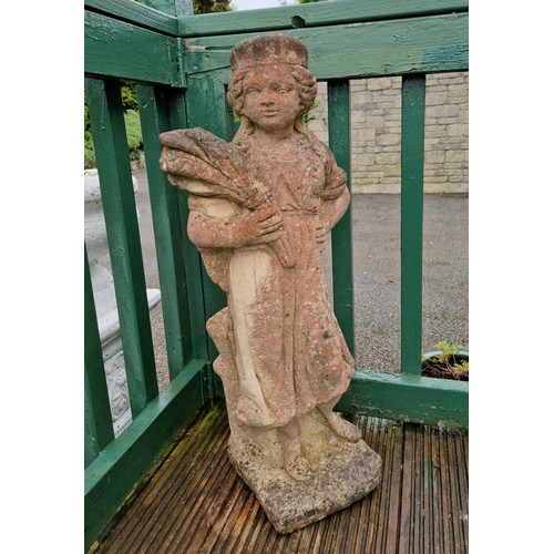 545 - Garden Ornament of Girl with Plant, Height 78cm