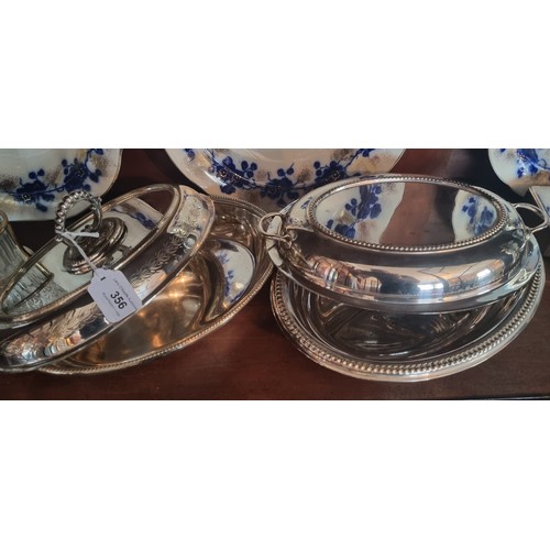 356 - Lot of Two Silver Plated Entrée  Dishes