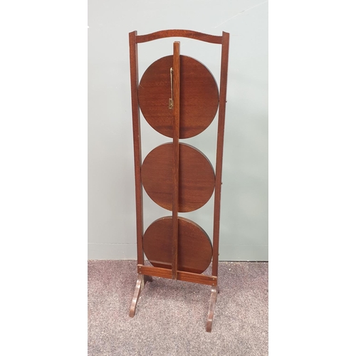 4 - Three Tier Mahogany Folding Cake Stand, Height 86cm