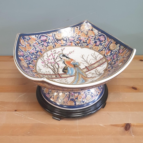 11 - Large Oriental Decorative Bowl on Stand, H:22 x W:35 x D:35cm