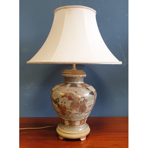 22 - Oriental Style  Table Lamp with Shade, Height 65cm