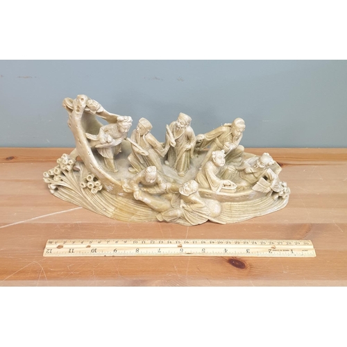 32 - Oriental Carved Soapstone Ornament, Length 32cm