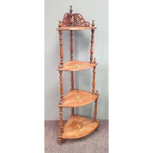 49 - Inlaid Four Tier Whatnot, Height 145cm x 40cm corner out