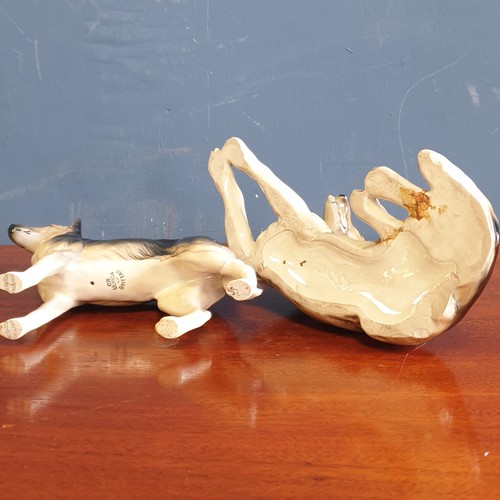 36 - Beswick Dog ornament and Porcelain Dog Ornament, height 14cm