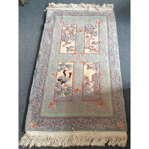 47 - Heavily Embossed Oriental Design Wool Rug 165cm x 91cm