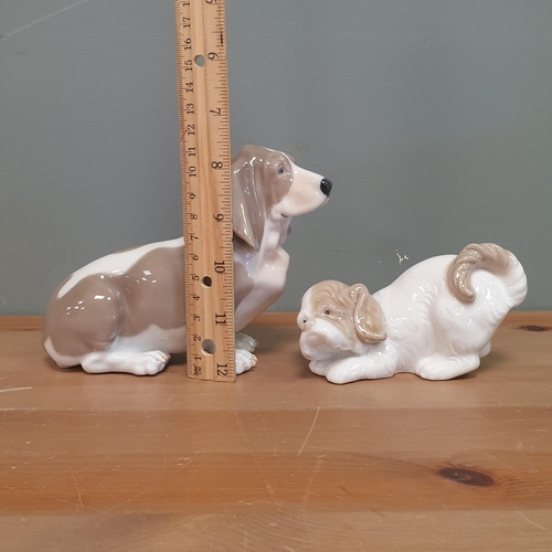 95 - Nao and Royal Copenhagen Porcelain Dog Ornaments, Tallest h: 11cm