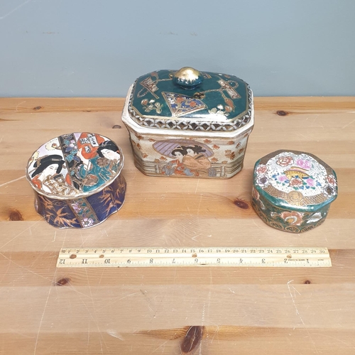 122 - Three Oriental Lidded Pots/Trinket Dishes

To Follow