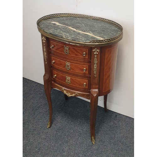 174 - Inlaid Oval Marble Top Locker, H:79 x W:52 x D:35cm