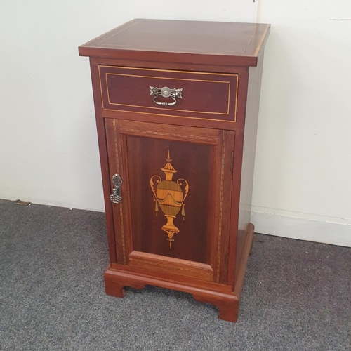 176 - Inlaid Bedside Locker, H:74 x W:40 x D:37cm