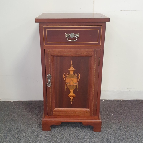 176 - Inlaid Bedside Locker, H:74 x W:40 x D:37cm