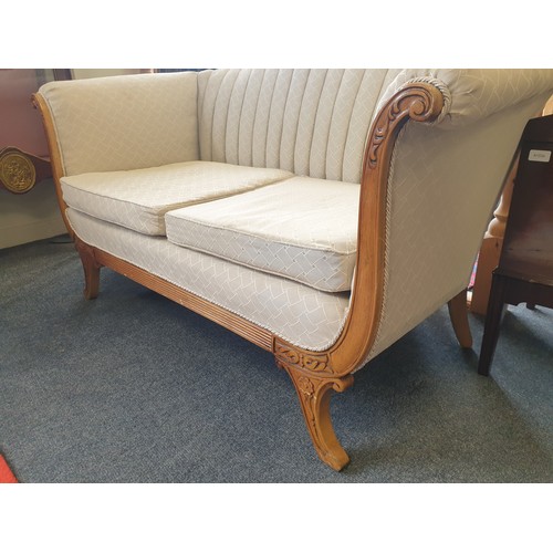 60 - Mahogany Framed Two Seater Couch