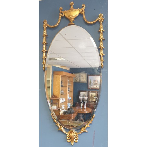 82 - Ornate Bevelled Edge and Gilt Wall Mirror, h: 90cm x w: 42cm