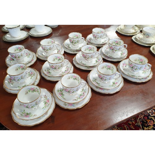 172 - Collection of Roslyn China Moss Rose Tea Cup/Saucer and Side Plates (12 Sets of 3)