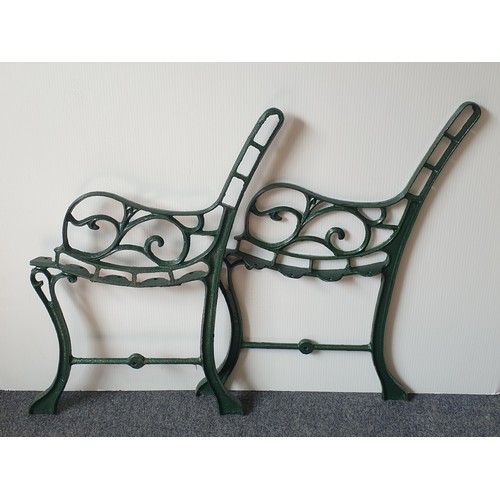 67 - Pair of Cast Iron Garden Seat Ends (Green)