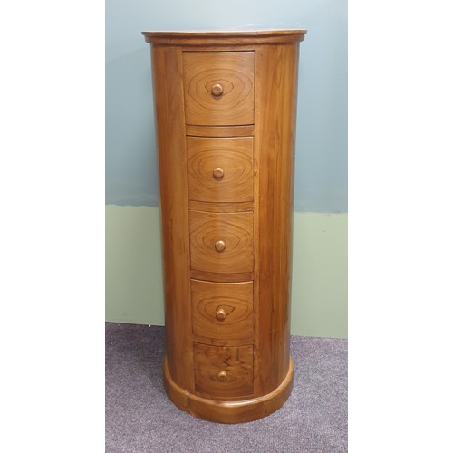 211 - Cylindrical/Drum Five Drawer Chest H: 105cm x Diameter 42cm