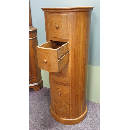 211 - Cylindrical/Drum Five Drawer Chest H: 105cm x Diameter 42cm