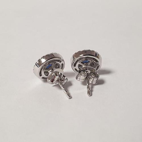 252 - Pair of White Gold Diamond & Sapphire Earrings