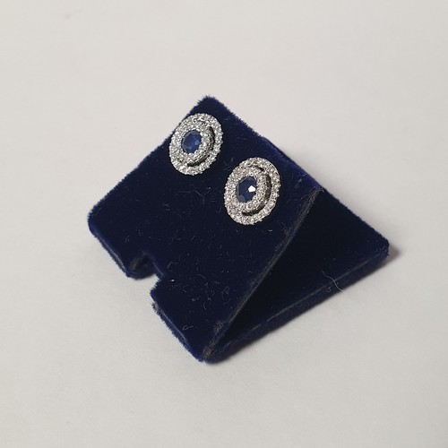 252 - Pair of White Gold Diamond & Sapphire Earrings