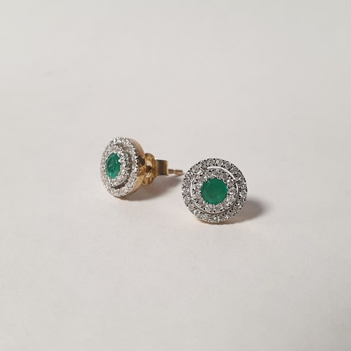 254 - Pair of Diamond & Emerald Target Earrings