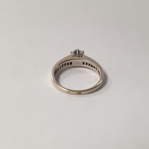 271 - Silver Solitaire Ring, Size: Q 1/2