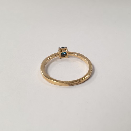 281 - Gold, Diamond & Blue Stone Solitaire Ring, 0.25ct, Size: Q