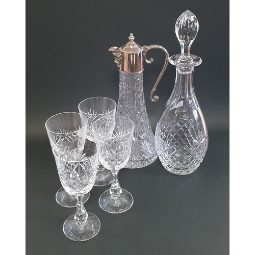 98 - Claret Jug and Decanter (35cm high) with 4 Glasses